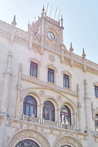 Lisboa Portugal Agosto 2019 Fachada Del Antiguo Edificio Con Reloj —  Fotos de Stock