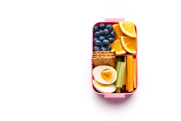 Υγιεινό Θρεπτικό Γεύμα Δοχείο Λευκό Φόντο Έννοια Του Σχολικού Γεύματος — Φωτογραφία Αρχείου