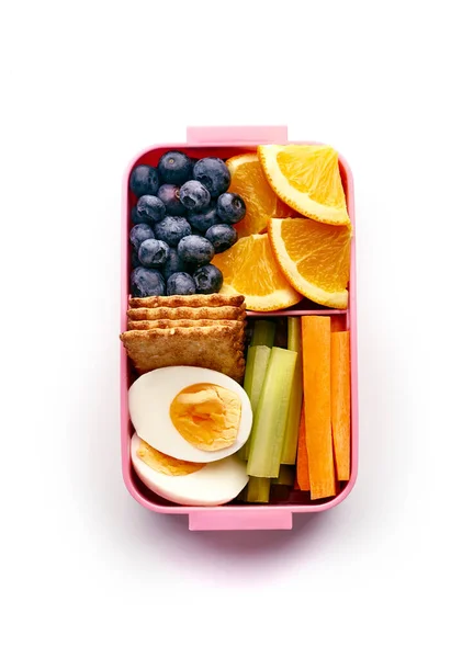 Υγιεινό Θρεπτικό Γεύμα Δοχείο Λευκό Φόντο Έννοια Του Σχολικού Γεύματος — Φωτογραφία Αρχείου