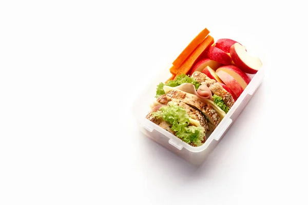 Comida Nutritiva Saludable Recipiente Concepto Almuerzo Escolar Vista Superior — Foto de Stock