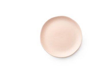 pembe modern tasarım Matt boş tabak beyaz arkaplan, üst görünüm