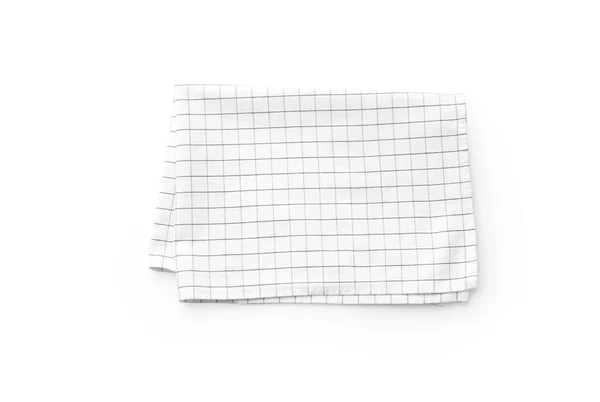 折叠的白色格子厨房餐巾 白色背景隔离 — 图库照片