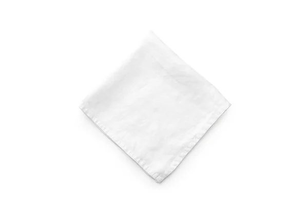 浅色背景的折叠式白色亚麻厨房餐巾 — 图库照片