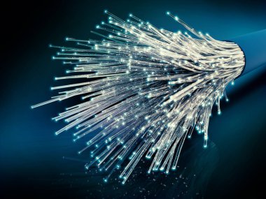 Optik fiber kablo bağlantısı, 3d render