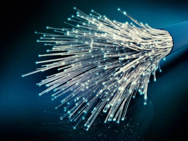 Optic Fiber Cable Connection Rendering — Stock Photo, Image