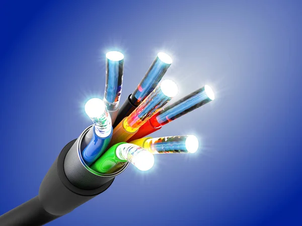Optik fiber kablo bağlantısı, 3d render