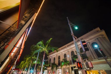 Rodeo drive gece, Los Angeles Beverly Hills. Güney Kaliforniya, ABD