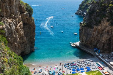 Marina di Praia dünya ünlü Amalfi Coast. UNESCO Dünya Mirası. Campania, İtalya