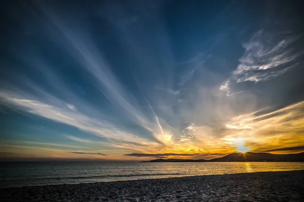 Dark Solnedgång Alghero Strandlinjen Sardinien Italien — Stockfoto