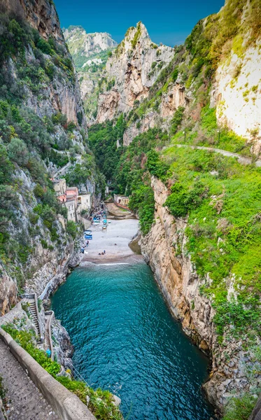 Célèbre Fjord Furore Sur Côte Amalfitaine Campanie Italie — Photo