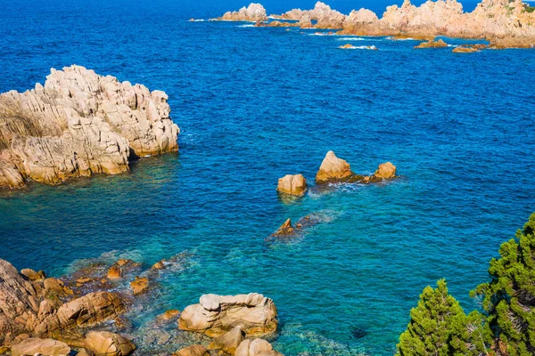 Mar Azul Rocas Costa Paradiso Cerdeña Italia — Foto de Stock
