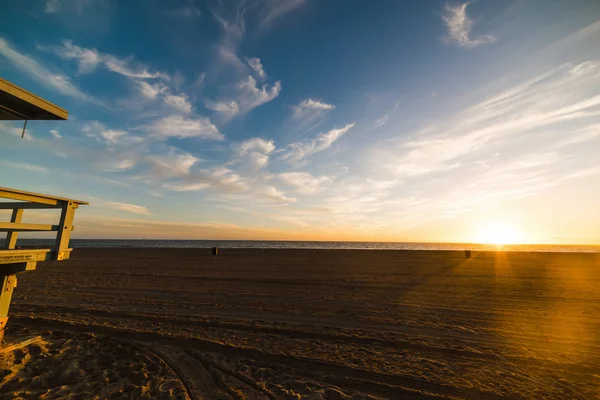 Cielo Nuvoloso Sulla Riva Malibu Tramonto Los Angeles California Del — Foto Stock