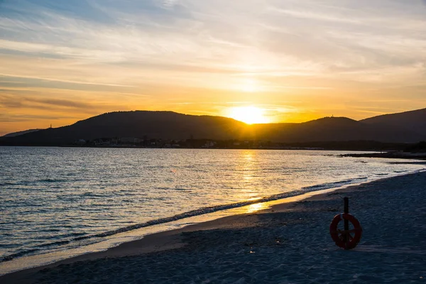 Coucher Soleil Coloré Sur Rive Alghero Sardaigne Italie — Photo