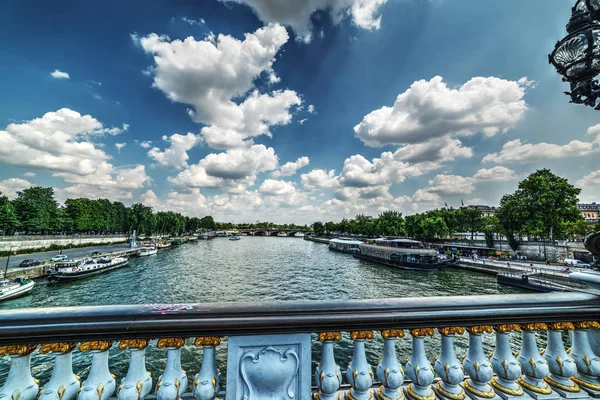 Cielo Nuvoloso Sulla Famosa Senna Parigi Francia — Foto Stock