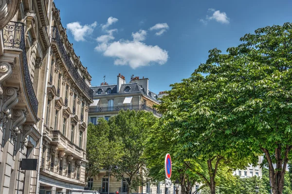 Eleganckich Budynków Świecie Słynnych Pól Elizejskich Paris Francja — Zdjęcie stockowe