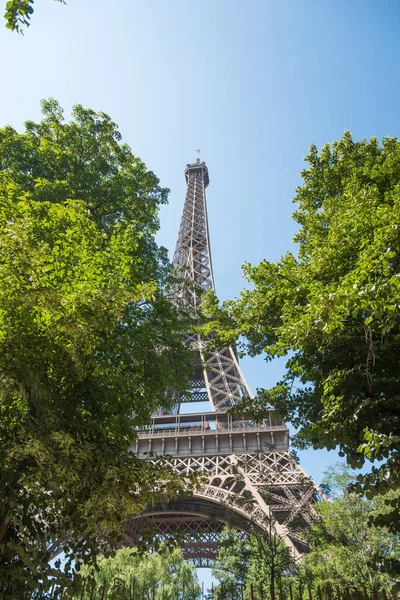 Всемирно Известный Эйфель Ясным Небом Париж Франция — стоковое фото