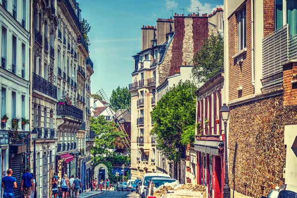 Rue Descente Pittoresque Dans Célèbre Quartier Montmartre Paris France — Photo
