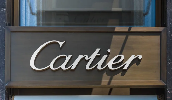 Paris France Juy 2018 Close Cartier Boutique Sign Avenue Des — Stock Photo, Image