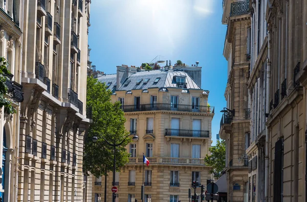 Soleil Brille Sur Des Bâtiments Élégants Paris France — Photo