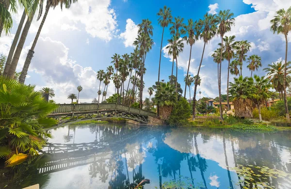 Echo Park Lake Los Angeles Üzerinde Bulutlar Güney Kaliforniya Abd — Stok fotoğraf