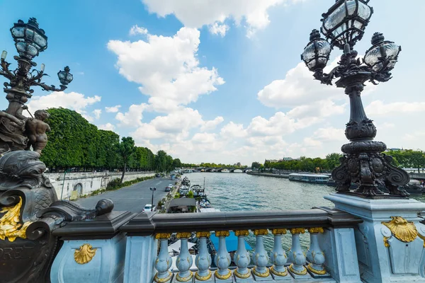 Lampioni Alexander Iii Birdge Seine River Parigi Francia — Foto Stock