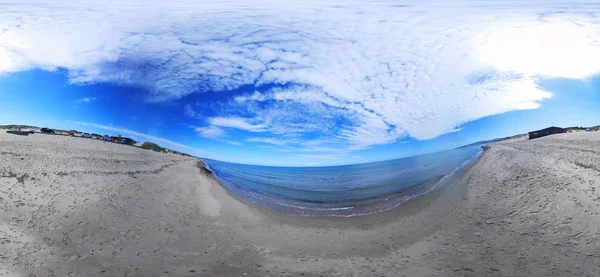 360 Grader Utsikt Över Platamona Beach Molnig Himmel Sardinien Italien — Stockfoto