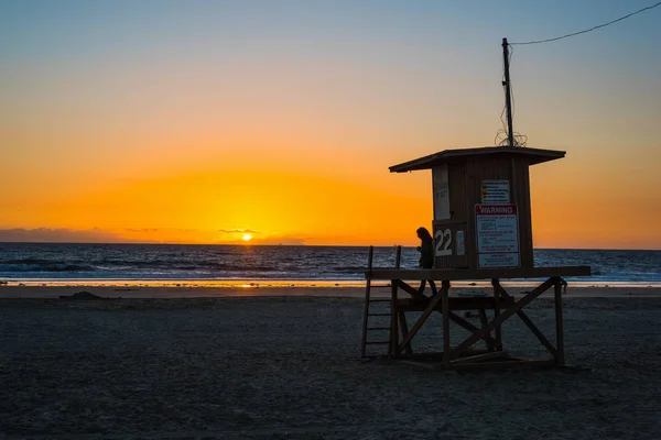 Lifeguard Hut Newport Beach Sunset Orange County Southern California Usa — Stock Photo, Image