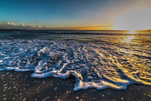 Close Small Wave Foreshore Sunset Sardinia Italy — Stock Photo, Image