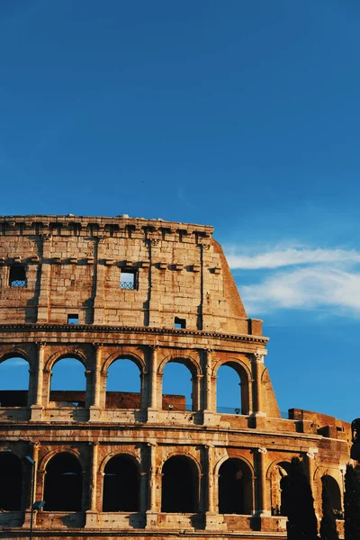 Detail Van Wereld Beroemde Colosseum Bij Zonsondergang Rome Italië — Stockfoto