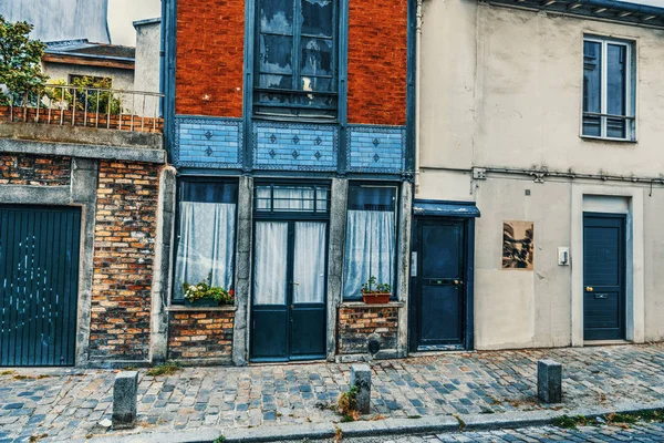 Urokliwe Street Dzielnicy Montmartre Paris Francja — Zdjęcie stockowe