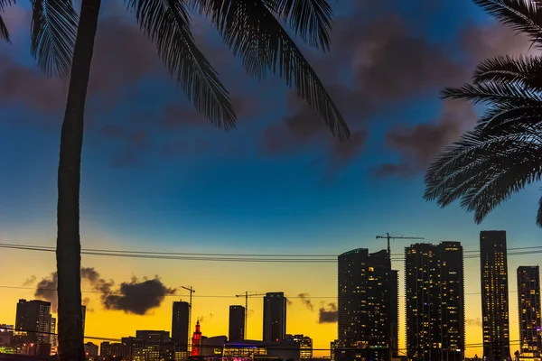 Kleurrijke hemel over Miami bij zonsondergang — Stockfoto