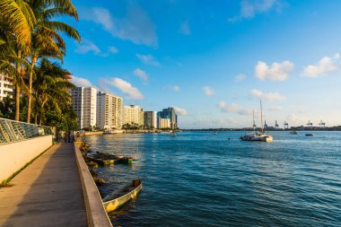 Gün batımında Miami Beach bayfront