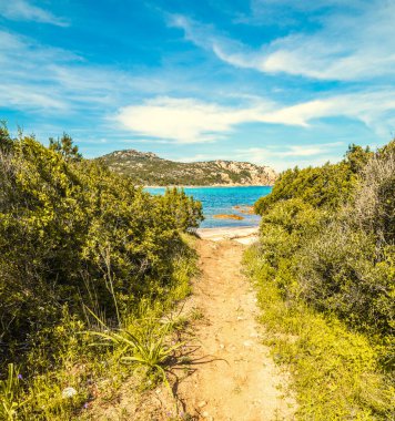 Costa Smeralda 'da denize giden yol. Sardunya, İtalya