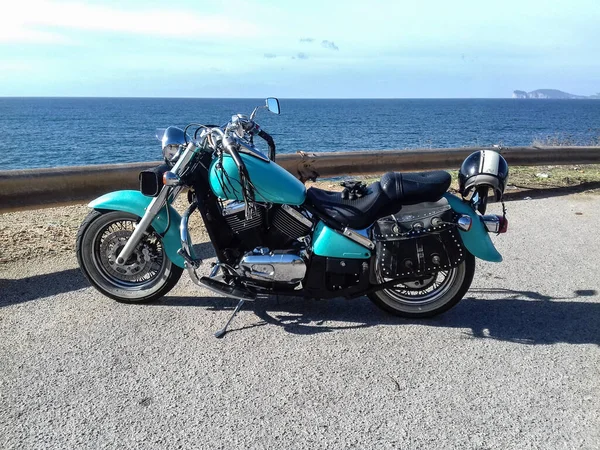 Sardinien Ita November 2019 Klassisches Motorrad Einem Sonnigen Tag Meer — Stockfoto