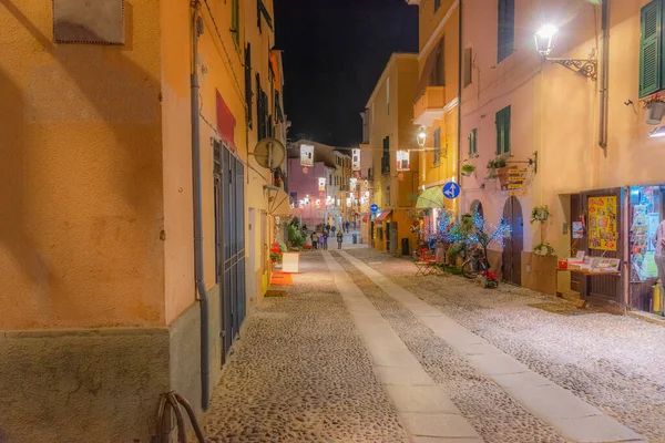 Cidade Velha Alghero Noite Sardenha Itália — Fotografia de Stock