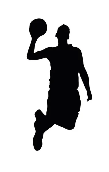 Zwart Silhouet Van Een Basketbalspeler Witte Achtergrond — Stockfoto