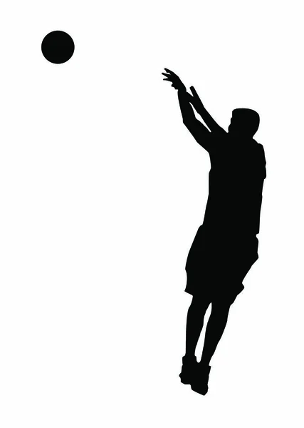 Černá Silueta Basketbalista Střelba Bílém Pozadí — Stock fotografie