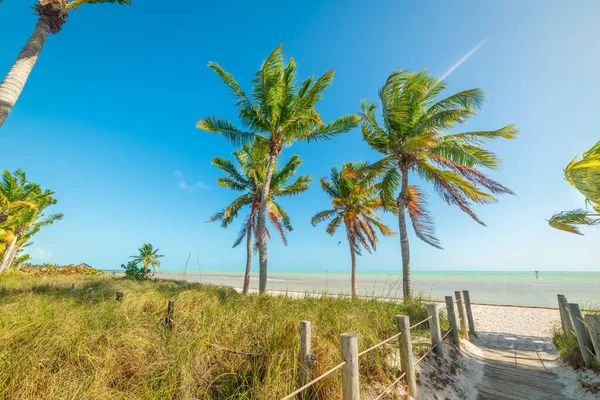 Smathers Beach Ingång Blå Himmel Florida Keys Usa — Stockfoto