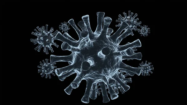 Stylized virus cells on black background