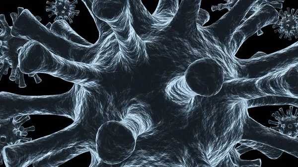 Кілька Вірусних Клітин Чорному Тлі Ілюстрація — стокове фото