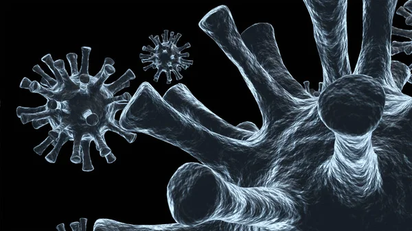 Illustrazione Virus Sfondo Nero — Foto Stock