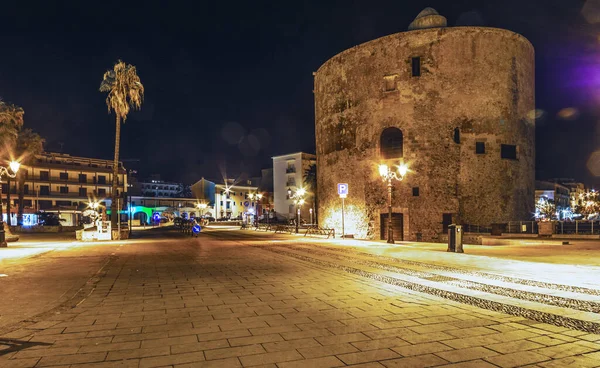 Torre Observação Antiga Cidade Velha Alghero Sardenha Itália — Fotografia de Stock