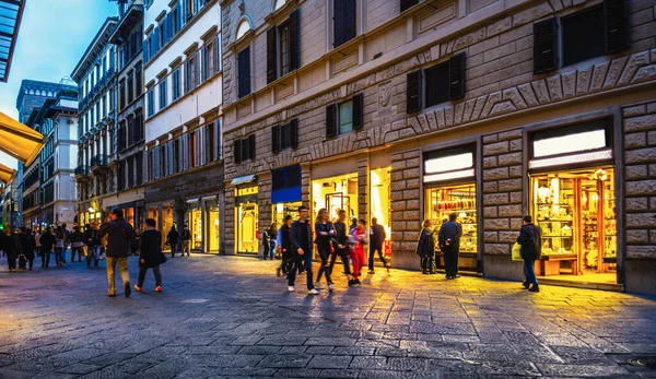 Mensen Het Centrum Van Florence Nachts Toscane Italië — Stockfoto