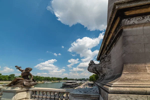 Nuvens Sobre Rio Sena Vistas Ponte Alexandre Iii Paris França — Fotografia de Stock