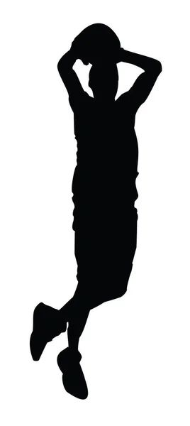 Чорний Силует Баскетболіста Білому Тлі Векторні Ілюстрації — стокове фото