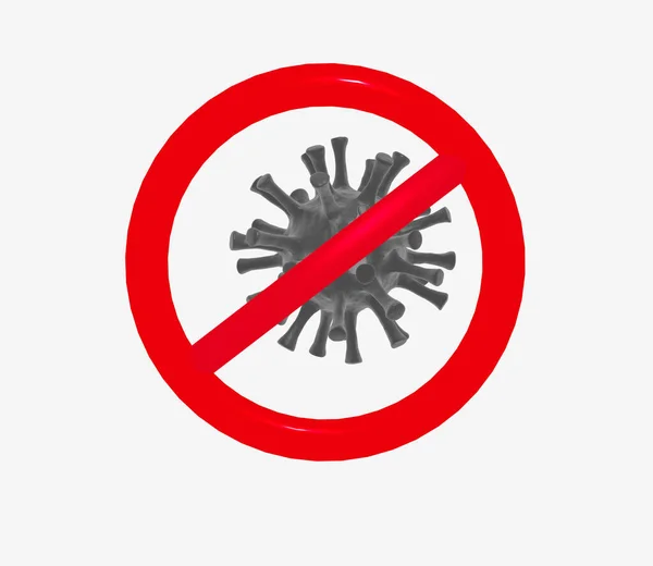 Gerenderte Illustration Eines Schildes Mit Einem Virus Dahinter Auf Weißem — Stockfoto