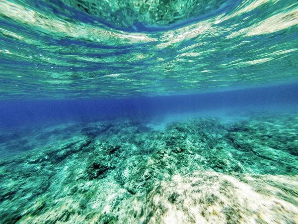 Vista Subaquática Mar Azul Alghero Verão Sardenha Itália — Fotografia de Stock