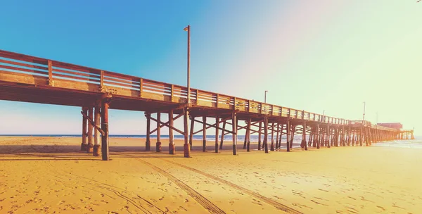 Muelle Madera Newport Beach Atardecer Condado Orange Sur California Efecto —  Fotos de Stock