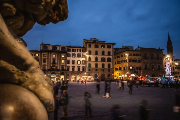 People Piazza Della Signoria Florence Night Italy — Stock Photo, Image