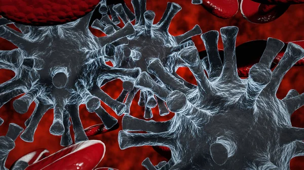Иллюстрация Макровидения Темных Вирусов Клеток Крови — стоковое фото
